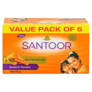 Santoor Skin Moisturising Sandal and Turmeric Soap 150 g (Value Pack of 5)