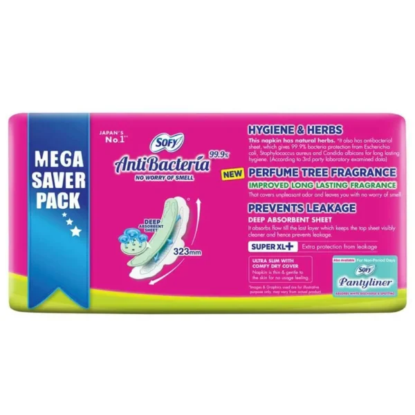 Sofy Anti Bacteria Sanitary Napkin (Super XL+) 44 pads - Image 3