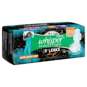 Whisper Thick Bindazzz Nights Sanitary Napkin with Wings (XXXL) 10 pads