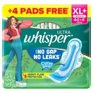 Whisper Ultra Hygiene and Comfort Sanitary Napkins with Soft Wings (XL+) - Pack of 44+4 Pads